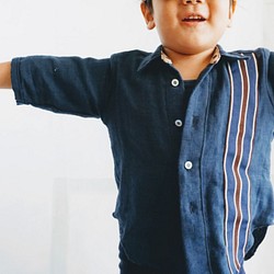 『電車好きの服』ネイビー 男児シャツ 半袖STYLISH 着心地サラサラ　 1枚目の画像