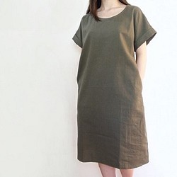 Cotton, linenCotton Linen Dress &lt;卡其色&gt; 第1張的照片