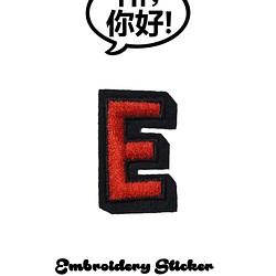 Hi你好，刺繡貼紙-字母E(紅色) 第1張的照片