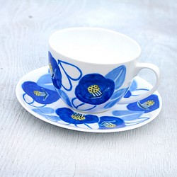 藍色茶花茶杯碟 第1張的照片
