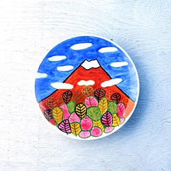 秋の富士山・色絵皿 1枚目の画像