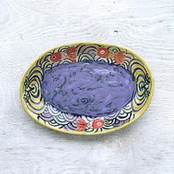 橢圓形的趣味金魚畫（紫色） 第1張的照片