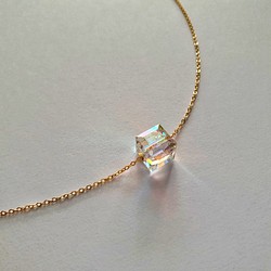 輕珠寶/ AURORA 裸.極光 立體小方塊 項鍊 施華洛世奇水晶 Swarovski Necklace 客製化禮物 第1張的照片