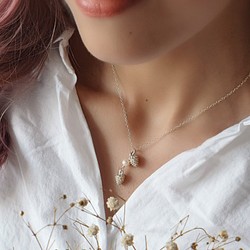 輕珠寶/ 淡水珍珠松果項鍊 可調長度 鎖骨鏈 14k包金/純銀 客製化禮物 第1張的照片