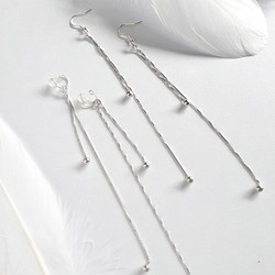 極簡風。ANGEL SV925 小珠珠雙層長鍊耳環(耳夾) 純銀/金/玫瑰金 客製化禮物 第1張的照片