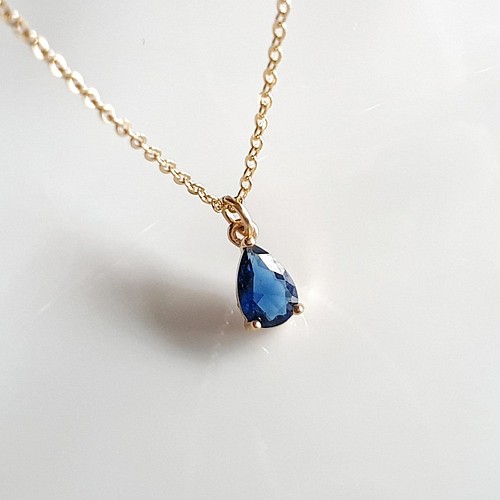 輕珠寶/ 14k包金倫敦藍三爪鑲鋯石項鍊Royal Blue CZ Necklace 項鍊 