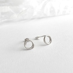 極簡風。雙層交織圓圈 耳環(耳夾) 空心 純銀/金/玫瑰金 客製化禮物 第1張的照片