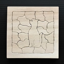木製 にゃんこジグソーパズル A-11　12cm×12cm 1枚目の画像