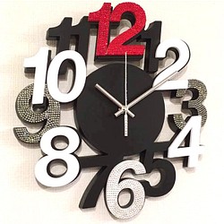 【送料無料】大人気！フェラーリカラー☆スワロフスキーデコ オリジナル掛け時計 1枚目の画像