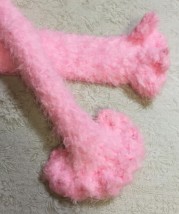 ピンク/ふわふわバッグハンドルカバー/編み物/手編み/LVバッグハンドルカバー26cm 1枚目の画像