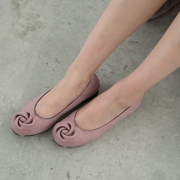 Maffeo 娃娃鞋 芭蕾舞鞋 日式玫瑰真皮束口娃娃鞋(1234) 第1張的照片