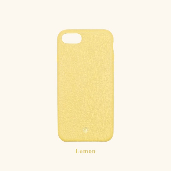 客製化多色真皮小羊皮系列馬卡龍夢幻色彩黃色iPhone手機殼 第1張的照片