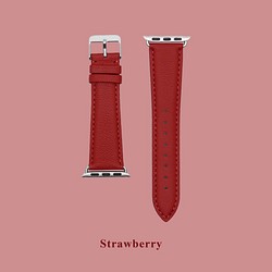 多色真皮革山羊皮系列馬卡龍夢幻紅色蘋果手錶Apple Watch錶帶 第1張的照片
