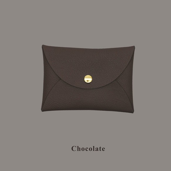 多色真皮革山羊皮系列馬卡龍夢幻色彩巧克力咖啡色卡片套 第1張的照片