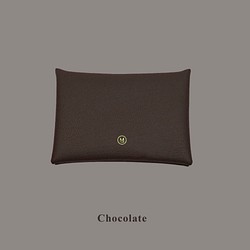 多色真皮革山羊皮系列馬卡龍夢幻色彩巧克力咖啡色雙層卡片套 第1張的照片