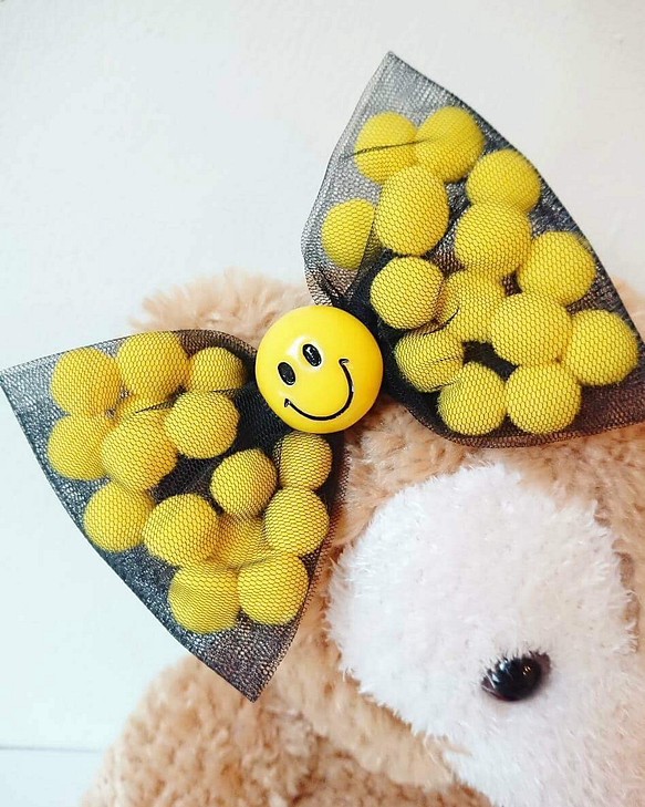 ボンボン赤ちゃんキャンディーボール手作りヘアピン_笑顔笑顔 1枚目の画像