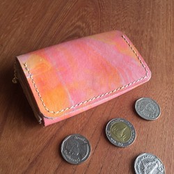 手染めマーブル模様の牛革の極小財布 1枚目の画像