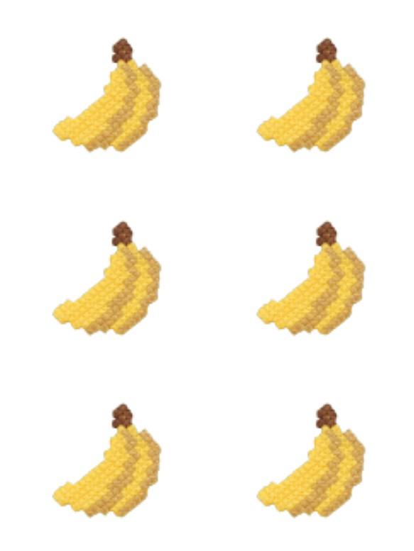 バナナ(顔なし)アイロンワッペン6点セット 1枚目の画像