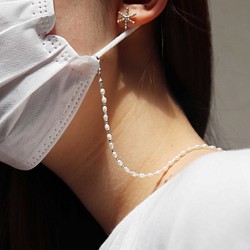 〈再販〉【mask chain necklace: pearl 】silver925・淡水パール・2WAYマスクチェーン 1枚目の画像