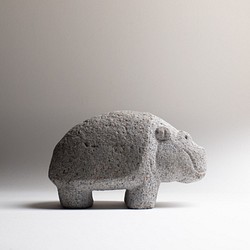 カバ190711 Hippo190711 （彫刻・石彫・自然石・鑿仕上げ） 彫刻 