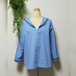 セナ様専用 カラーが豊富❗ セーラーカラーのプルオーバー(襟、袖ライン入り) 1枚目の画像