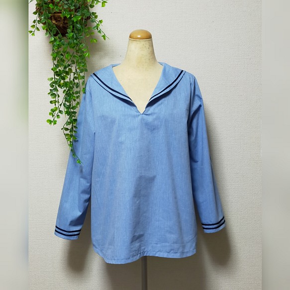 セナ様専用 カラーが豊富❗ セーラーカラーのプルオーバー(襟、袖ライン入り) 1枚目の画像