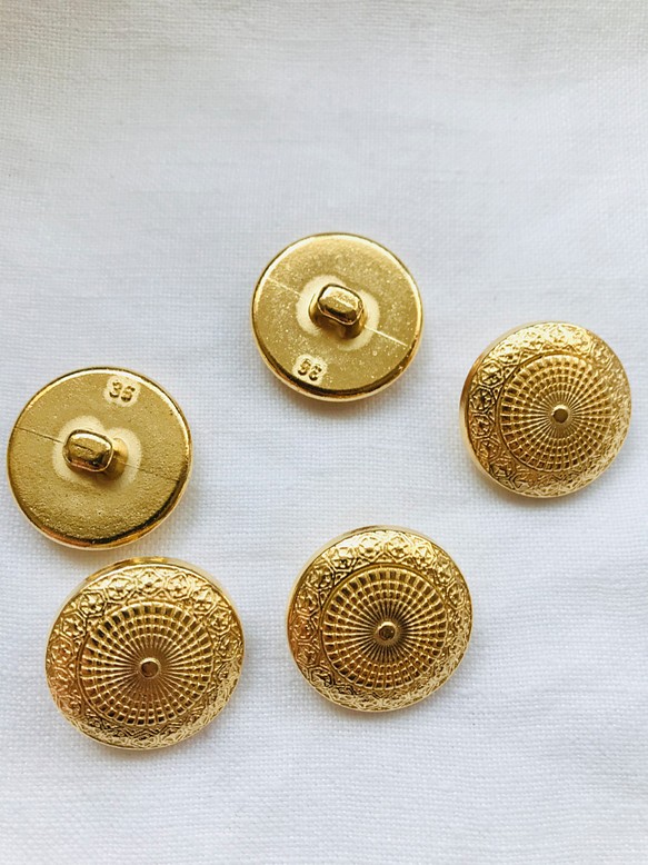 フランス工場のヴィンテージボタン [5個] 22mm ゴールド2 ボタン ...