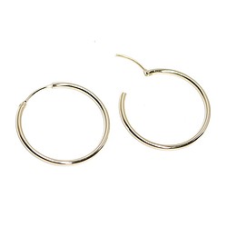 新款[1對] 25mm實心黃銅金圈形耳環，零件 第1張的照片
