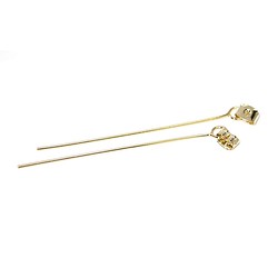 再販【4個入り】華奢なLong Stick付き光沢ゴールドピアスキャッチ、装飾、パーツ 1枚目の画像