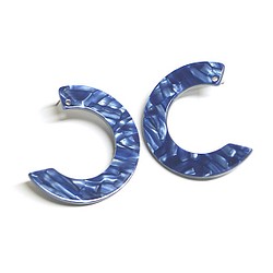 出售[1對]左右，帶孔和鈦金屬芯！海軍藍JADE彩色半圈式耳環，零件 第1張的照片