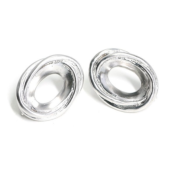 再次上架[1對] SV925壓印鐵芯！橢圓形Moebius啞光銀罐耳環和零件 第1張的照片