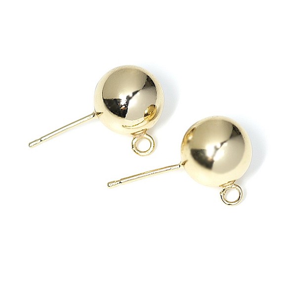 再次上架[1對] 925刻芯！ Circle Ball銀色925核心耳環，約8毫米光澤金色金屬罐，零件 第1張的照片