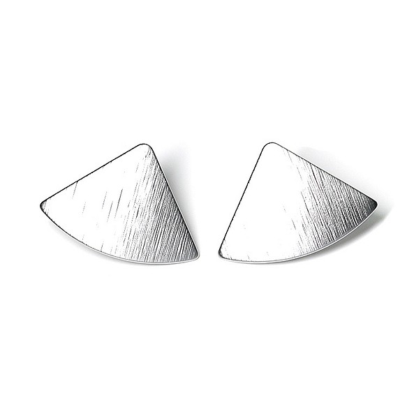 SALE【1ペア】チタン芯！質感あるマットシルバーカーブ三角形カン付きピアス、パーツ 1枚目の画像