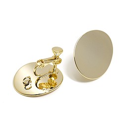 新款[1對]耳環，帶有光澤金色22毫米橢圓形螺旋彈簧和罐頭，零件 第1張的照片