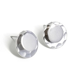 新[1對]鈦芯！圓形啞光銀耳環，可用於零件，零件 第1張的照片
