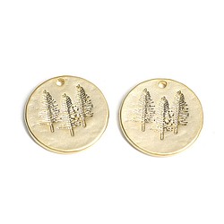 再販【2個入り】コイン状に刻まれたTreeモチーフのマットゴールドペンダント、チャーム NF 1枚目の画像