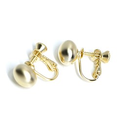 新款[1對]可愛的橢圓形球墊金螺釘葉片耳環，零件 第1張的照片