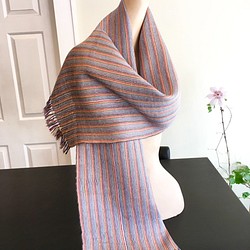 手織り シルク&麻・カラフル 織りスカーフ 1枚目の画像
