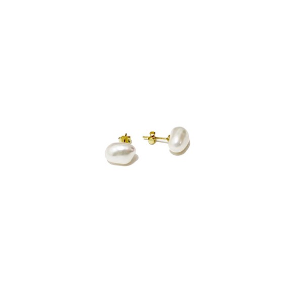 不規則な淡水真珠の純銀製のイヤリング（シルバー/ローズゴールド/ 18Kゴールド）|パールシリーズ 1枚目の画像