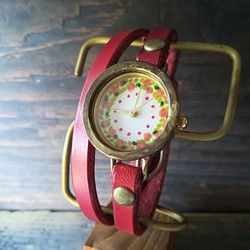 ピンクリースの二重巻き腕時計【受注製作】 1枚目の画像