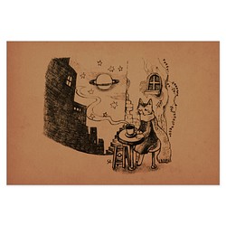 選べるポストカードセット／4枚セット『No.246 旅猫と星と珈琲-６番街土星通り』 1枚目の画像