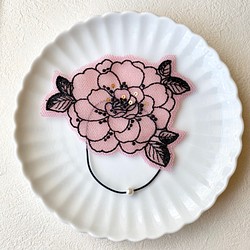 チュール刺繍・薔薇の精のヘアゴム 【rose pink】 1枚目の画像