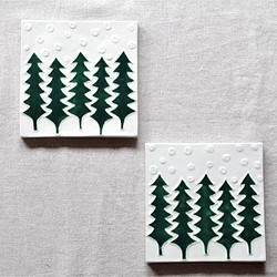 クリスマスの壁飾り　雪とモミの木 1枚目の画像