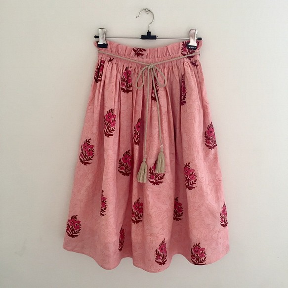 インド綿プリントミモレ丈スカート <MR181202> 1枚目の画像