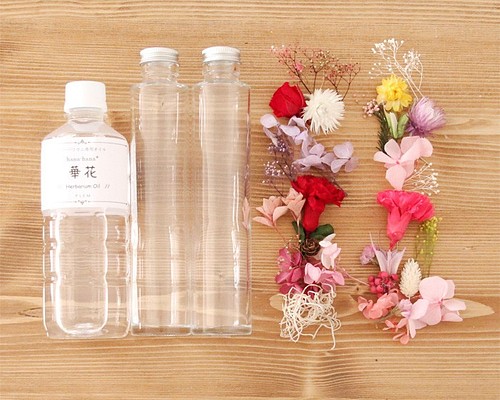 母の日 ハーバリウムキット （ガラス瓶2本、花材セット2種類