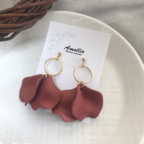 ゴールドフープ×フラワーピアス/アクリル リゾートピアス リング