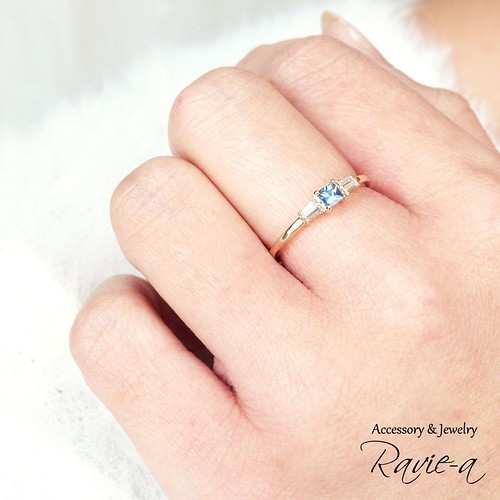 ブルーサファイア 指輪 ダイヤモンド 9月誕生石 K10 結婚式 サムシング 
