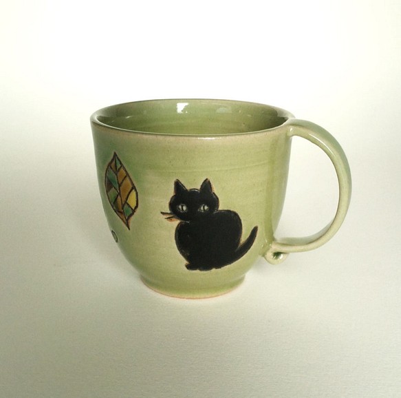秋葉和黑貓杯（淺綠色） 第1張的照片