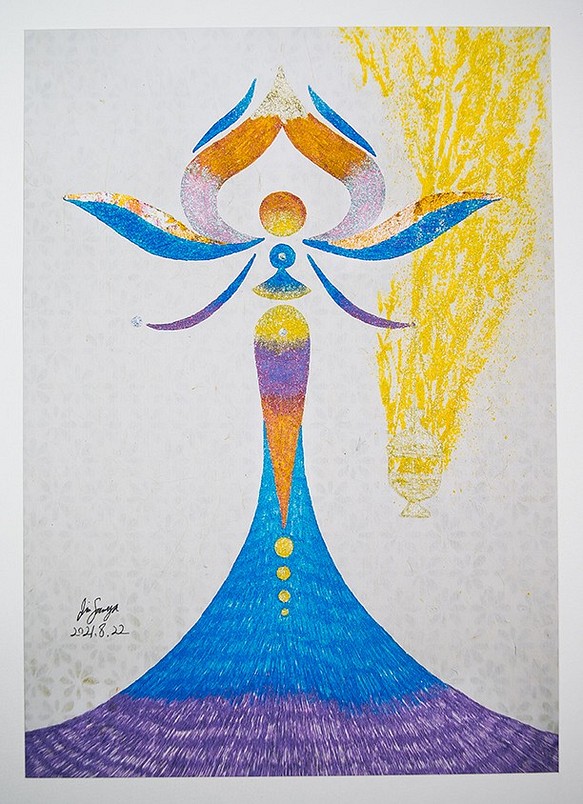ヒーリングアートプリント「香りの聖霊　陽・夢の香り」[A5] 1枚目の画像