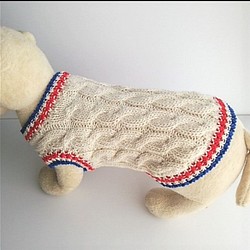 トリコロールカラーの縄編み夏セーター（3ｓ-2148） 1枚目の画像